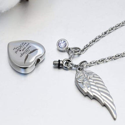 Engraved Heart Urn Necklace for Ashes