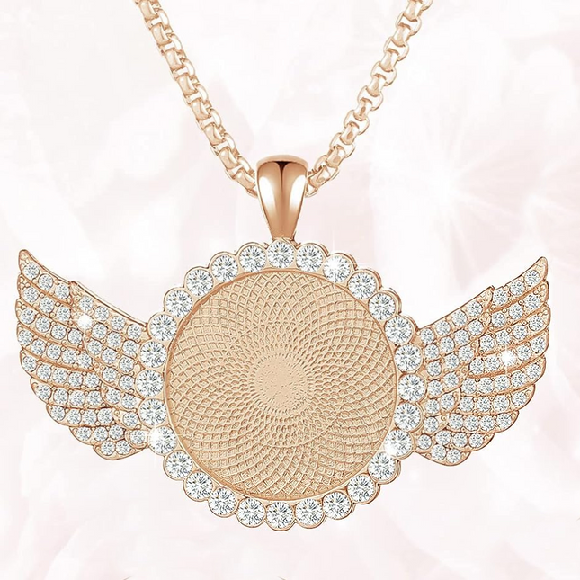Personalized Lt. Rose Gold Memory Pendant. Diameter 1.18 inch