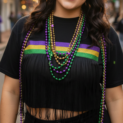 Mardi Gras Glitter Stripes & Fringe, Black