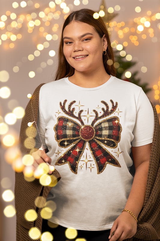 Christmas Reindeer Bow Shirt.