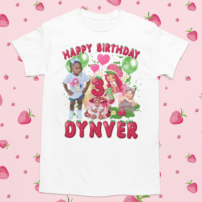 🍓 Strawberry Birthday T-Shirt – Personalized for Dynver's 3 Birthday