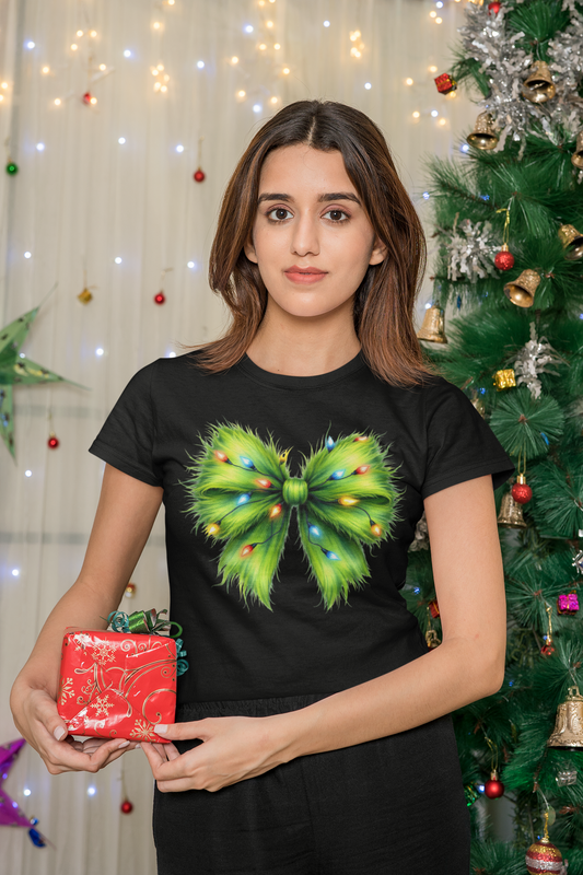 Green Grinch Christmas Bow Shirt