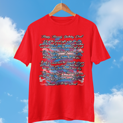Happy Heavenly Birthday Chad Memorial T-Shirt – In Loving Memory Tee