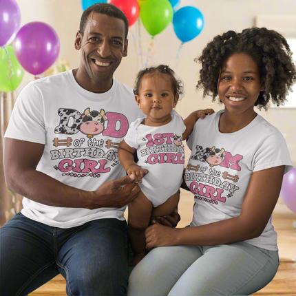 1st Rodeo Birthday Girl Shirt – Western Cowgirl Theme with Matching Family Options